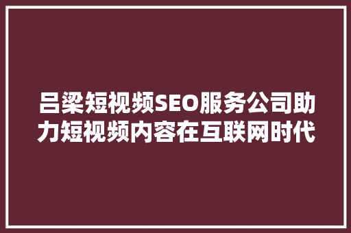 吕梁短视频SEO服务公司助力短视频内容在互联网时代脱颖而出