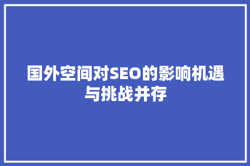 国外空间对SEO的影响机遇与挑战并存