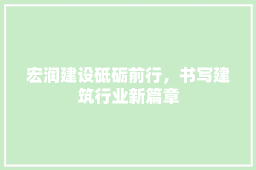 宏润建设砥砺前行，书写建筑行业新篇章