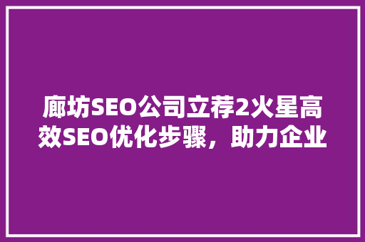 廊坊SEO公司立荐2火星高效SEO优化步骤，助力企业腾飞