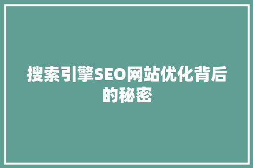 搜索引擎SEO网站优化背后的秘密