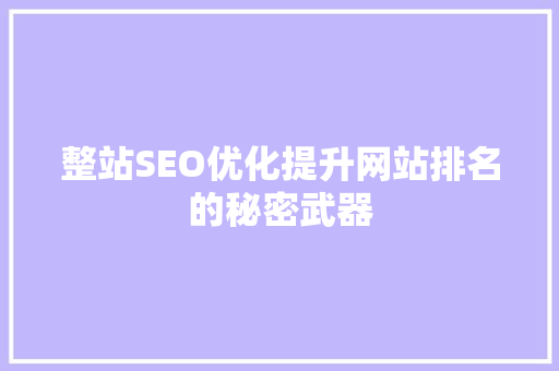 整站SEO优化提升网站排名的秘密武器
