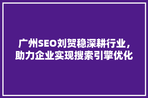 广州SEO刘贺稳深耕行业，助力企业实现搜索引擎优化之路