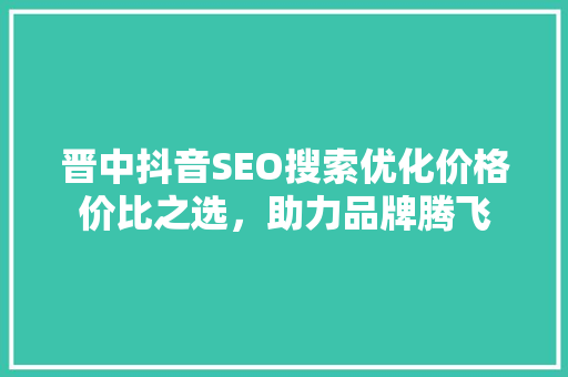 晋中抖音SEO搜索优化价格价比之选，助力品牌腾飞