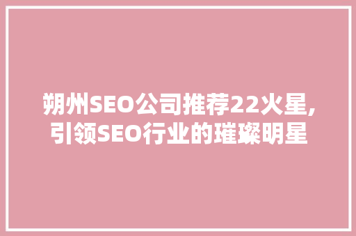 朔州SEO公司推荐22火星,引领SEO行业的璀璨明星