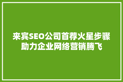 来宾SEO公司首荐火星步骤助力企业网络营销腾飞