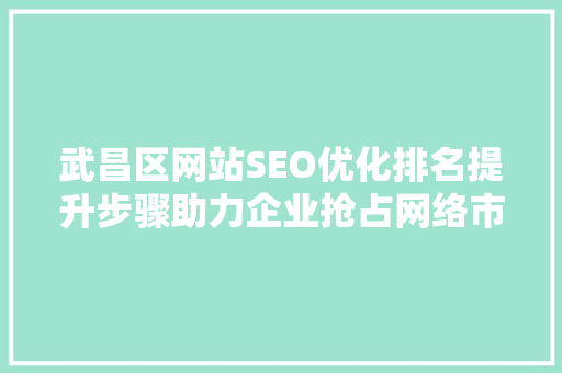 武昌区网站SEO优化排名提升步骤助力企业抢占网络市场制高点