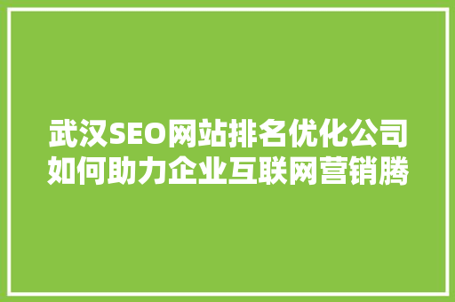 武汉SEO网站排名优化公司如何助力企业互联网营销腾飞