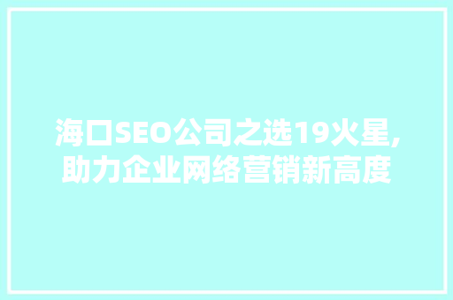 海口SEO公司之选19火星,助力企业网络营销新高度