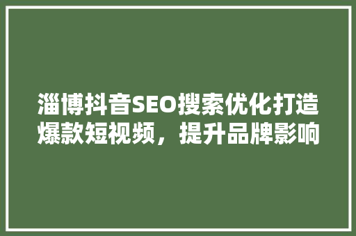 淄博抖音SEO搜索优化打造爆款短视频，提升品牌影响力