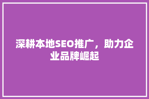 深耕本地SEO推广，助力企业品牌崛起