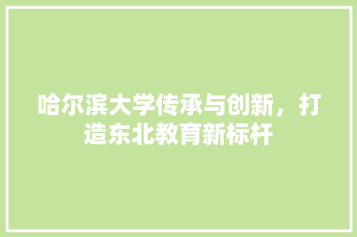 哈尔滨大学传承与创新，打造东北教育新标杆