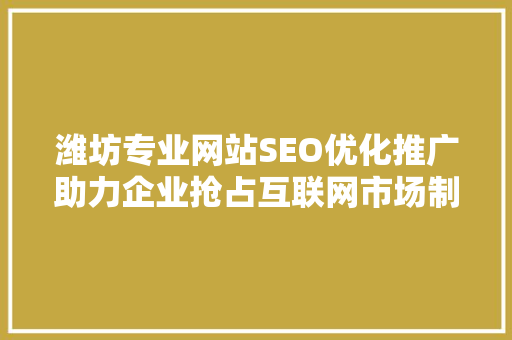 潍坊专业网站SEO优化推广助力企业抢占互联网市场制高点
