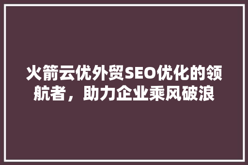 火箭云优外贸SEO优化的领航者，助力企业乘风破浪