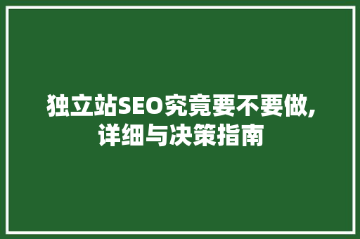 独立站SEO究竟要不要做,详细与决策指南