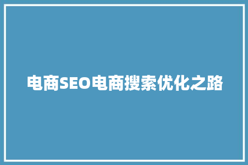 电商SEO电商搜索优化之路