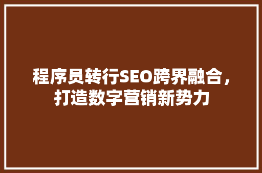 程序员转行SEO跨界融合，打造数字营销新势力