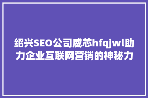 绍兴SEO公司威芯hfqjwl助力企业互联网营销的神秘力量