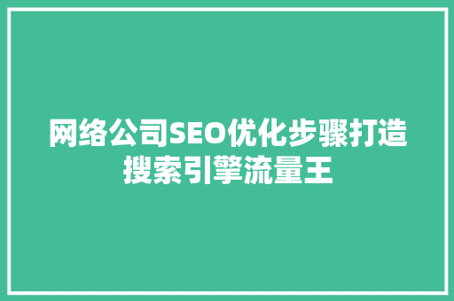 网络公司SEO优化步骤打造搜索引擎流量王