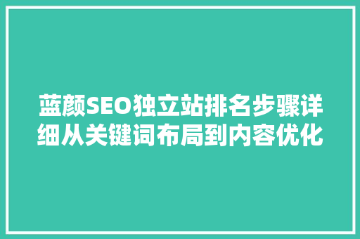 蓝颜SEO独立站排名步骤详细从关键词布局到内容优化