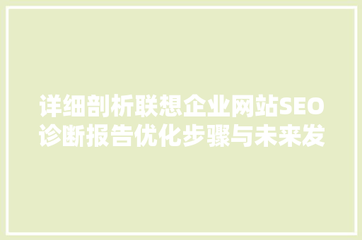 详细剖析联想企业网站SEO诊断报告优化步骤与未来发展