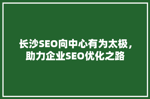 长沙SEO向中心有为太极，助力企业SEO优化之路