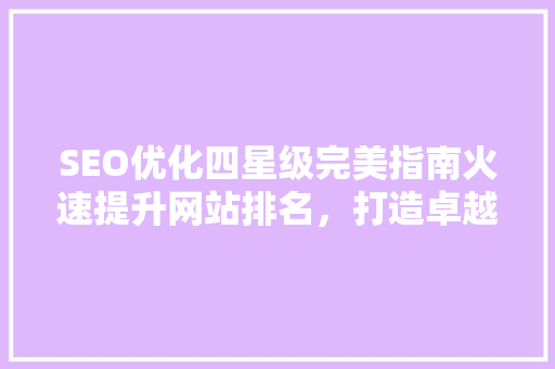 SEO优化四星级完美指南火速提升网站排名，打造卓越网络品牌