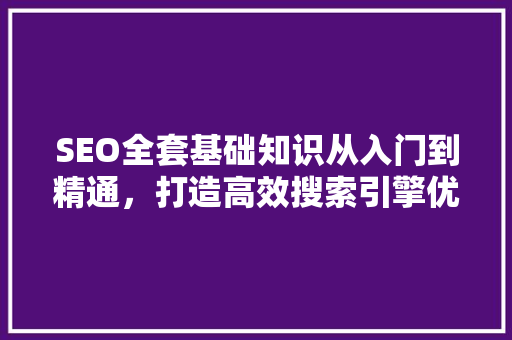 SEO全套基础知识从入门到精通，打造高效搜索引擎优化步骤