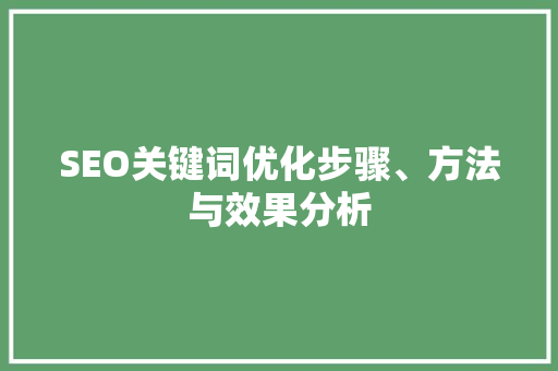 SEO关键词优化步骤、方法与效果分析