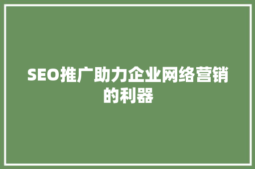 SEO推广助力企业网络营销的利器