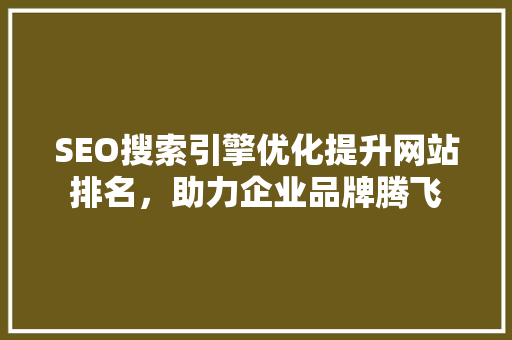 SEO搜索引擎优化提升网站排名，助力企业品牌腾飞