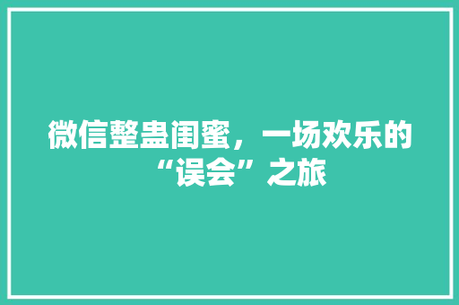 微信整蛊闺蜜，一场欢乐的“误会”之旅