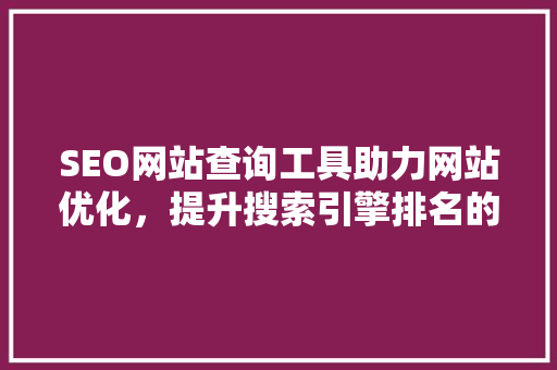 SEO网站查询工具助力网站优化，提升搜索引擎排名的利器