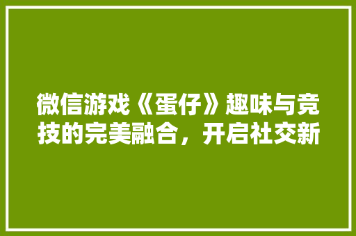 微信游戏《蛋仔》趣味与竞技的完美融合，开启社交新篇章