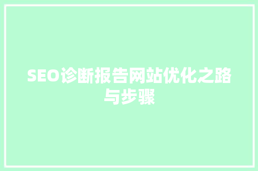 SEO诊断报告网站优化之路与步骤