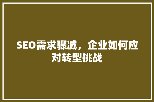 SEO需求骤减，企业如何应对转型挑战