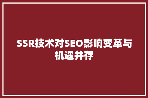 SSR技术对SEO影响变革与机遇并存