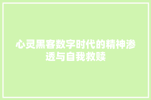 心灵黑客数字时代的精神渗透与自我救赎