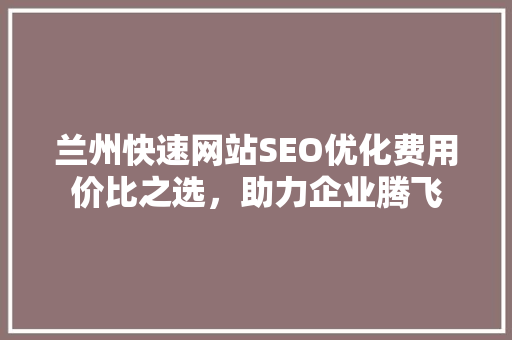 兰州快速网站SEO优化费用价比之选，助力企业腾飞