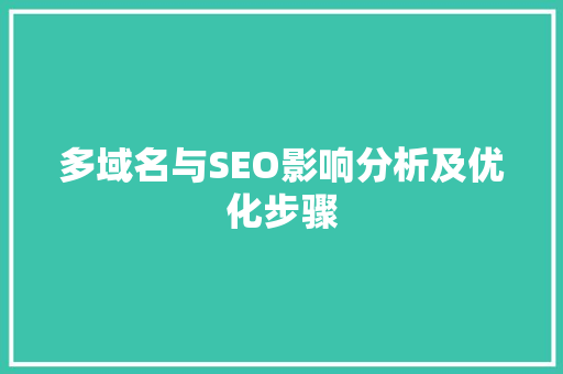 多域名与SEO影响分析及优化步骤