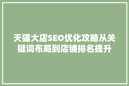 天猫大店SEO优化攻略从关键词布局到店铺排名提升