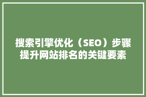 搜索引擎优化（SEO）步骤提升网站排名的关键要素