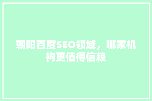 朝阳百度SEO领域，哪家机构更值得信赖