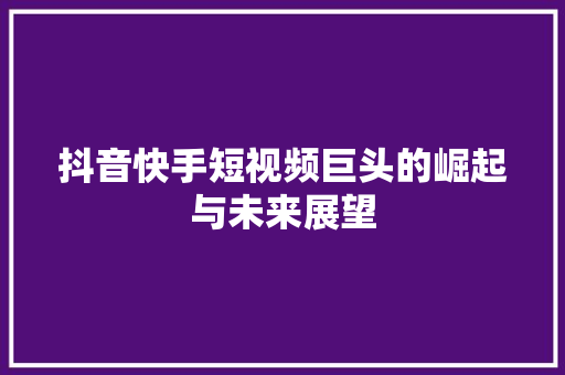 抖音快手短视频巨头的崛起与未来展望
