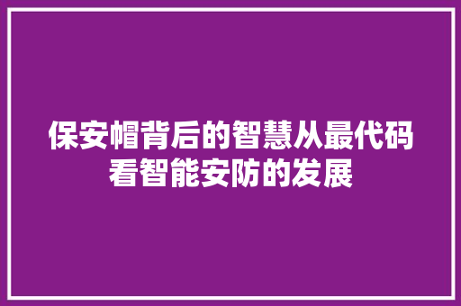 保安帽背后的智慧从最代码看智能安防的发展