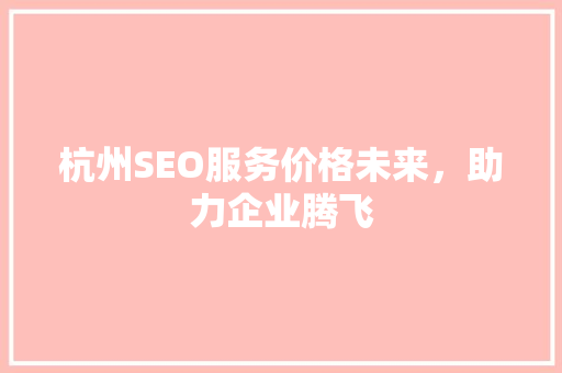 杭州SEO服务价格未来，助力企业腾飞