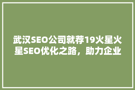 武汉SEO公司就荐19火星火星SEO优化之路，助力企业飞跃发展
