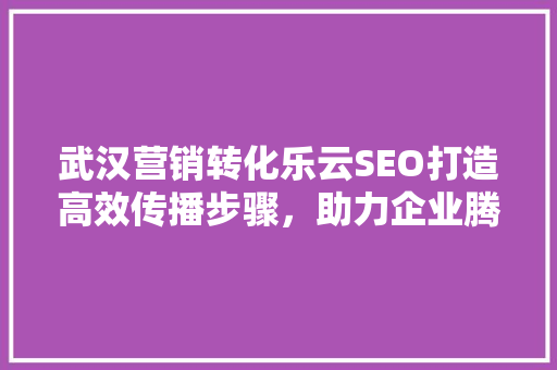 武汉营销转化乐云SEO打造高效传播步骤，助力企业腾飞