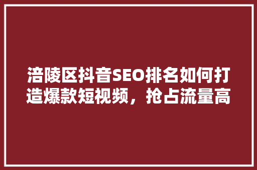 涪陵区抖音SEO排名如何打造爆款短视频，抢占流量高地