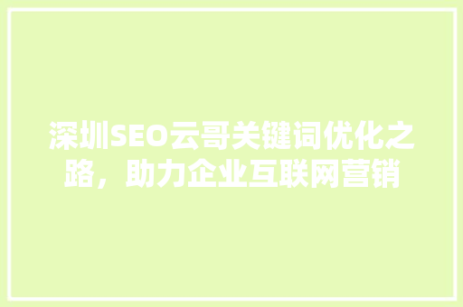 深圳SEO云哥关键词优化之路，助力企业互联网营销